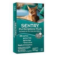 Sentry PurrScriptions Plus Cat & Kitten Squeeze-On Flea & Tick Control, For Cats 2.2 to 5 lbs.